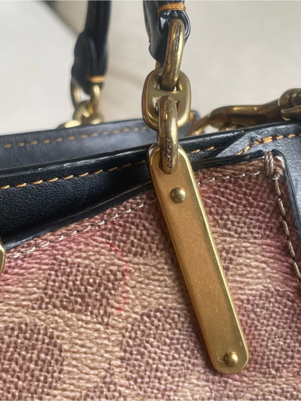 Coach 1941 Dreamer 21 Signature Frame Kiss Lock Satchel in Brown and Black